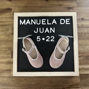 Manuela de Juan Blush Pink Leather Suede Angel Wing Mary Jane Shoes Girls 5/22